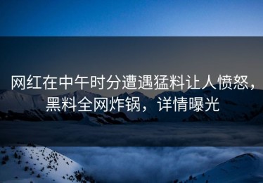 网红在中午时分遭遇猛料让人愤怒，黑料全网炸锅，详情曝光