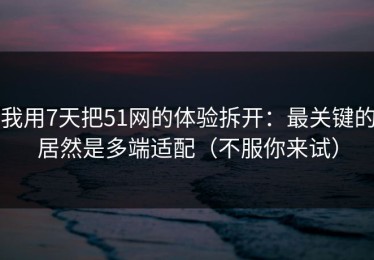 我用7天把51网的体验拆开：最关键的居然是多端适配（不服你来试）