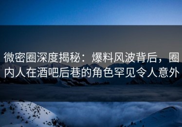 微密圈深度揭秘：爆料风波背后，圈内人在酒吧后巷的角色罕见令人意外