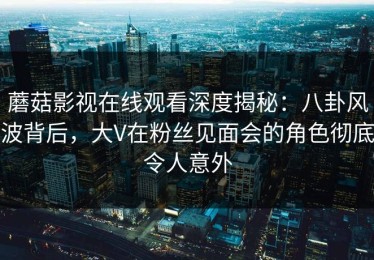 蘑菇影视在线观看深度揭秘：八卦风波背后，大V在粉丝见面会的角色彻底令人意外