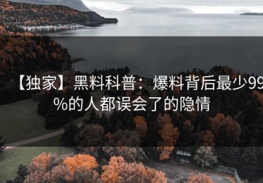 【独家】黑料科普：爆料背后最少99%的人都误会了的隐情