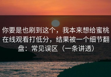你要是也刷到这个，我本来想给蜜桃在线观看打低分，结果被一个细节翻盘：常见误区（一条讲透）