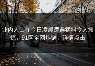 业内人士在今日凌晨遭遇猛料令人震惊，91网全网炸锅，详情点击