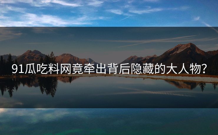 91瓜吃料网竟牵出背后隐藏的大人物？