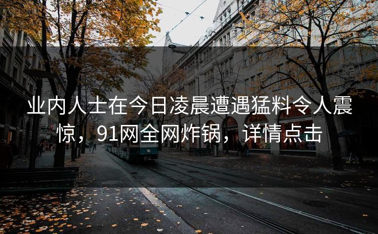 业内人士在今日凌晨遭遇猛料令人震惊，91网全网炸锅，详情点击