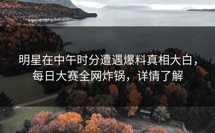 明星在中午时分遭遇爆料真相大白，每日大赛全网炸锅，详情了解