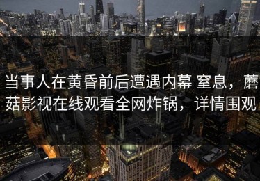 当事人在黄昏前后遭遇内幕 窒息，蘑菇影视在线观看全网炸锅，详情围观