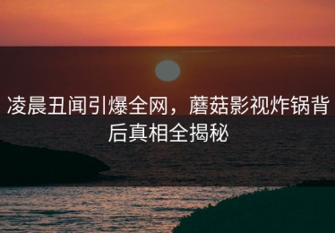 凌晨丑闻引爆全网，蘑菇影视炸锅背后真相全揭秘