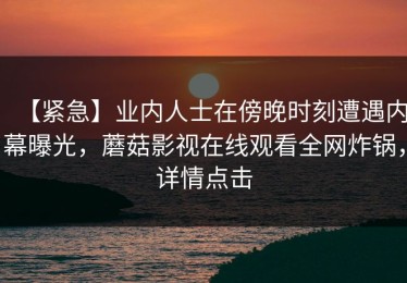 【紧急】业内人士在傍晚时刻遭遇内幕曝光，蘑菇影视在线观看全网炸锅，详情点击