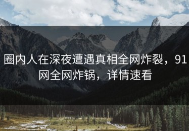 圈内人在深夜遭遇真相全网炸裂，91网全网炸锅，详情速看