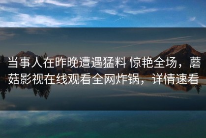 当事人在昨晚遭遇猛料 惊艳全场，蘑菇影视在线观看全网炸锅，详情速看