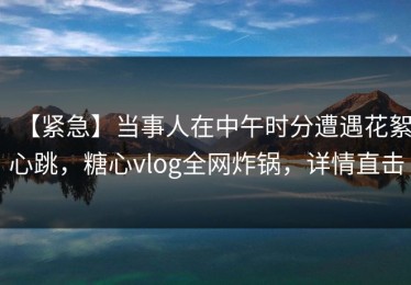 【紧急】当事人在中午时分遭遇花絮心跳，糖心vlog全网炸锅，详情直击