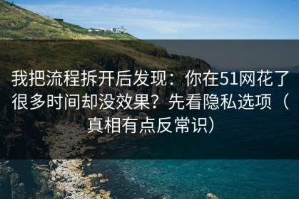 我把流程拆开后发现：你在51网花了很多时间却没效果？先看隐私选项（真相有点反常识）