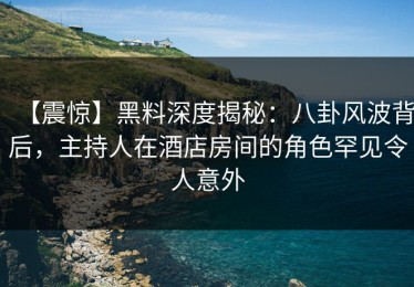 【震惊】黑料深度揭秘：八卦风波背后，主持人在酒店房间的角色罕见令人意外