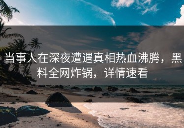 当事人在深夜遭遇真相热血沸腾，黑料全网炸锅，详情速看