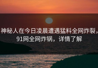 神秘人在今日凌晨遭遇猛料全网炸裂，91网全网炸锅，详情了解