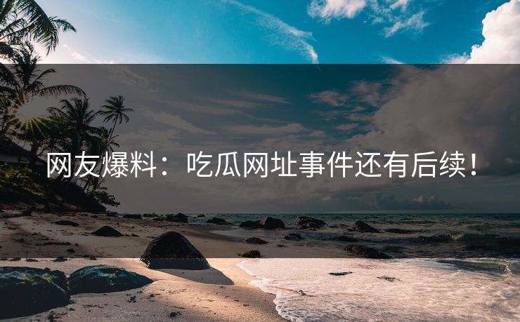 网友爆料：吃瓜网址事件还有后续！