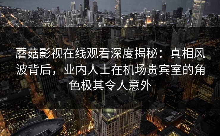 蘑菇影视在线观看深度揭秘：真相风波背后，业内人士在机场贵宾室的角色极其令人意外